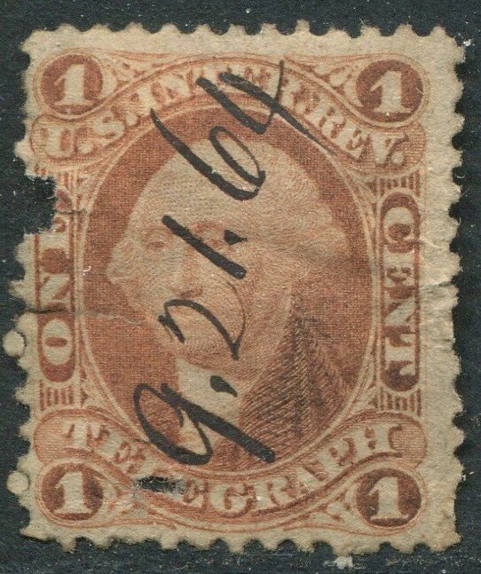 R4c  1c Telegraph Revenue, Red Used, Spacefiller