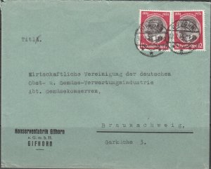 Germany - 12.7.1934 12pf Peters as MeF on cover Braunschweig (2439)