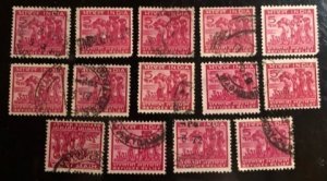 India Sccott# RA-3 Lot of 14 F/VF Used  Cat. $2.80