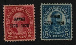 1928 HAWAII commemorative Sc 647 648 MHR VF 2c and 5c set