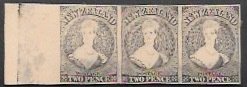 New Zealand 1855 #2d Imperf Proof strip of three.