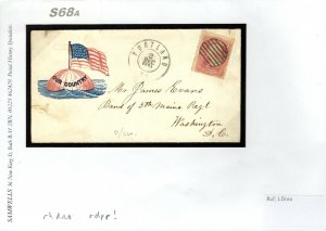 USA Civil War UNION PATRIOTIC Pictorial FLAG/GLOBE Cover Portland 1861 S68a