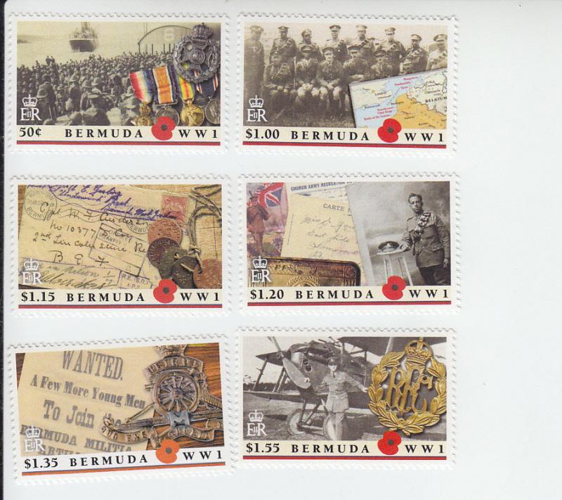 2016 Bermuda World War I (6) (Scott NA) MNH