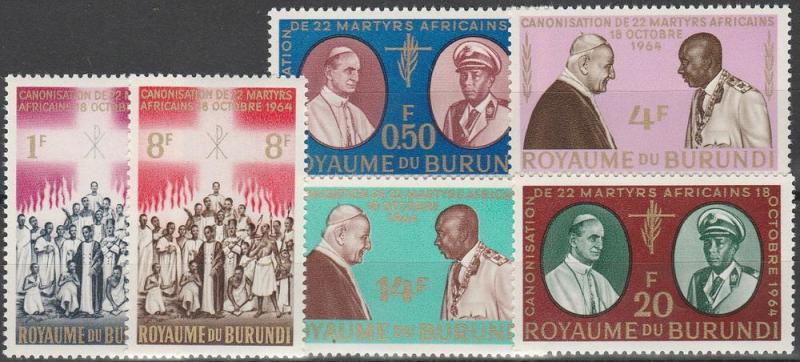 Burundi #95-100 MNH F-VF CV $2.55  (SU6230)