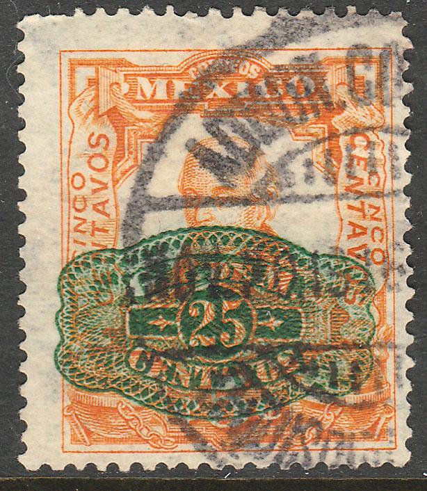 MEXICO 580, 25cents ON 5cent BARRIL SURCHARGE USED (250)