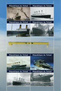 Titanic Stamps Chad 2019 MNH Ocean Liners Boats Ships Nautical 8v M/S