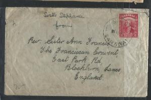 SARAWAK COVER (P0804B) BROOKE 8C RED SIBU TO ENGLAND 