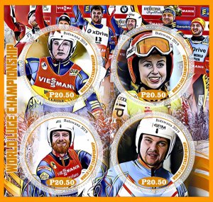 Stamps. Sports. Luge  2019 year 1+1 sheets perforated