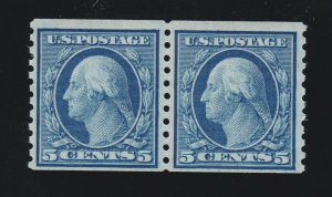 US 458 5c Washington Pair Mint VF OG NH SCV $150