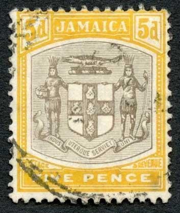 Jamaica SG43 5d Wmk Mult Crown CA   Cat 80 Pounds 