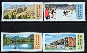 Argentina 1977 Sc#1151/1154 SKIERS/BOAT/VIEWS OF ARGENTINA Set (4) MNH