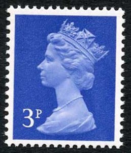 SGX855ey Var 1971 Machin 3p ultramarine PCP/PVA type 1B phos omitted Full perfs