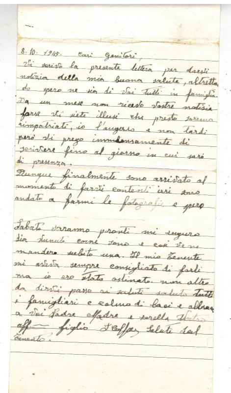1945 Postwar Letter Cover POW Camp 621 England to Italy Prisoner of war