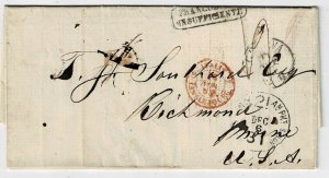 1863 N.Y. Am. Pkt 21/31 U.S. Notes cancel on incoming cover from ITALY