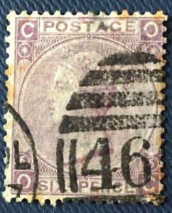 GB 1867 QV 6d with Hyphen Plate 6 W.33 Used SG#104 toned LIVERPOOL 466 GB5300