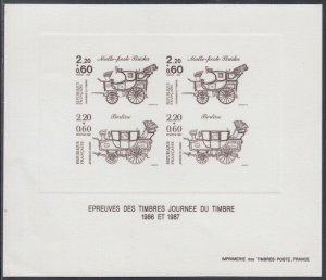 FRANCE Sc# B581.1,590.1 PROOF CARD of the BRITZKA and BERLINE CARRIAGES