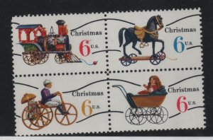 1418c 6c Christmas Toys Precancels Block of 4