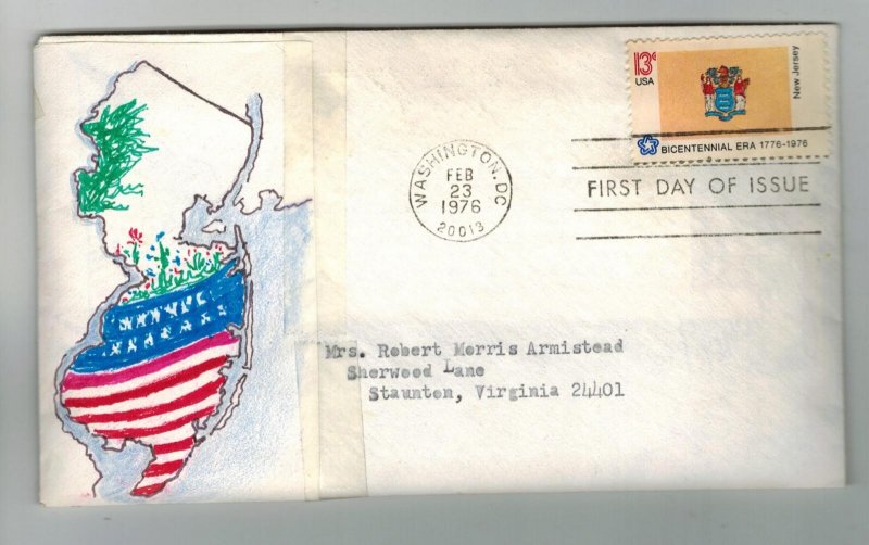 1976 BICENT. STATEHOOD RARE MRS. ARMISTEAD HANDPAINTED 1 OF A KIND NEW JERSEY