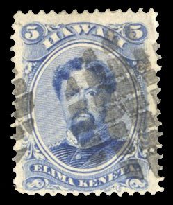 United States Possessions, Hawaii #32 Cat$30, 1866 5c blue, used