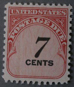 United States #J95 7 Cent Postage Due Set Shiny Gum MNH