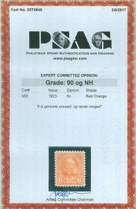 US Scott #558, Mint-VF/XF-NH, PS&G Graded 90 Certification! A Beautiful Stamp!