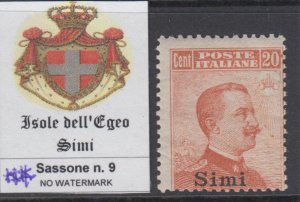 Italy Egeo Simi - Sassone n. 9 cv 390$  MNH**  no watermark