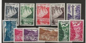 Andorra French 1955 sg.F144-7, F154, F157, F159-61, F163-4 used (2F short perfs)