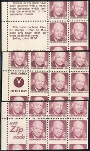 1395, 3 Different Booklet Pane Miscut ERRORS - 8¢ IKE - Stuart Katz