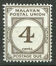 Malaya  # J23 Postage Due, 4c    (1) Mint NH