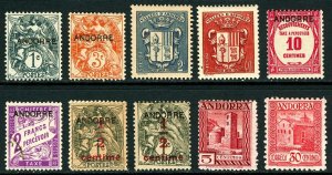 Andorra #1 / #P1 1929-1931 Small Assortment of French & Spanish Admin Mostly MNH