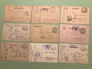 German Military Mail Service WW1 Feldpost 9 items  Ref A952