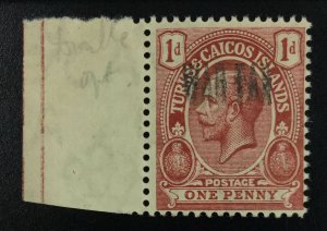 MOMEN: TURKS ISLANDS SG #143i 1917 DOUBLE OVPT MINT OG NH £48++ LOT #61966