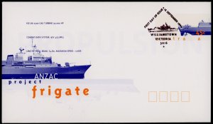 Australia E323 FDC- Pre-paid envelope - RAN ANZAC, Warship