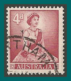 Australia 1959 Queen Elizabeth II, 4d Type I, used 318,SG313