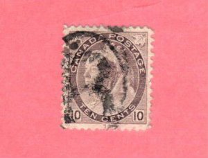 CANADA USED 10 CENT NUMERAL QUEEN VICTORIA STAMP SCOTT # 83