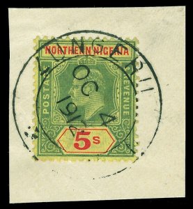 Northern Nigeria 1912 KEVII 5s 'ZUNGERU' double-ring postmark VFU. SG 38.