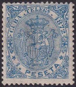 Cuba 1872 telégrafo Ed 22 telegraph MLH* light staining