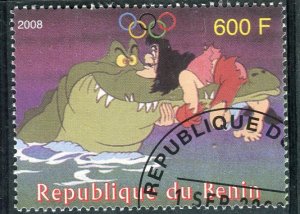 Benin 2008 DISNEY CHARACTERS Beijing Olympics 2008 1v Perforated Fine Used VF