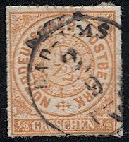 North German Confederation 1868 Sc 3 Used 1/2gr, VF