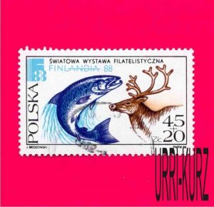 POLAND 1988 Fauna Fish Deer Philatelic Exhibition in Finland 1v Sc B147 Mi3148