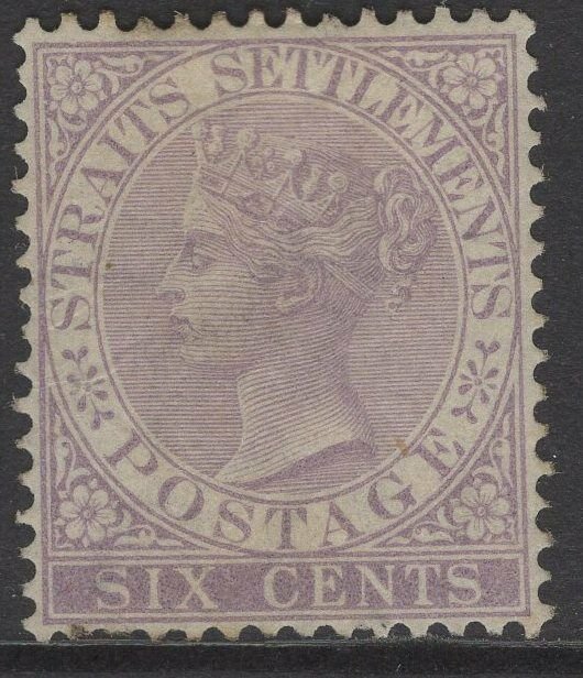 MALAYA STRAITS SETTLEMENTS SG13 1868 6c DULL LILAC MTD MINT