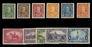 Canada #217-227 Cat$119.50, 1935 1c-$1, complete set, hinge remnants