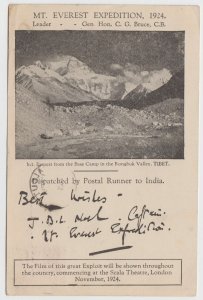 BC INDIA 1924 MOUNT EVEREST EXPEDITION CARD Sc 102 CALCUTTA & RONGBUK GLACIER+