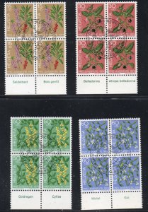 Switzerland Sc B426-429 1974 Pro Juventute Plants Blocks of 4 used