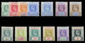 Gambia #41/61 (SG 57-68) Cat£300, 1904-6 Edward, complete set, with addition...