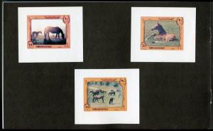 YEMEN ARAB REPUBLIC UEBERREUTE PROOF  FOLDER OF 6 HORSES   STAMPS