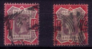 Great Britain Sc #121 (x 2-Shades),(Sg 210-210a)Used Dull& Dark Purple & Carmine