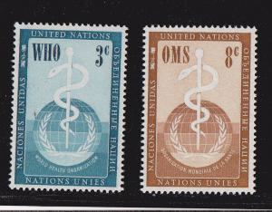 UN - NY # 43-44, World Health Org., Mint NH, 1/2 Cat.