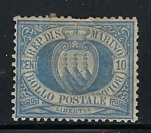 San Marino #7 MHH 1877 issue; short perfs; messy back (an1638)