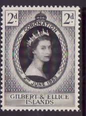 Gilbert & Ellice-Sc#60- id10-unused NH   QEII Coronation set-any rainbow